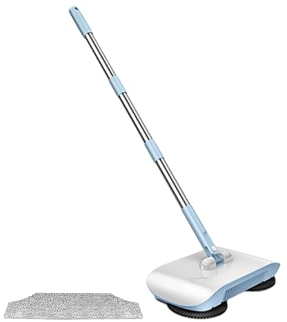 VALINK Barredora de alfombras, barredora de suelos, barredora manual giratoria 2 en 1, herramienta de limpieza para el hogar, herramienta de limpieza para barrer, trapear, azul, 1 paño