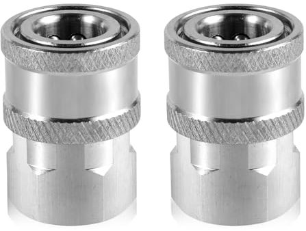 NQEUEPN 2pcs Quick Connect Pressure Washer Fittings, Stainless Steel Pressure Water Spray Gun Connector, 1/4 Hose Coupler Adaptor Fast Plug Accessories(Female Internal Threads)