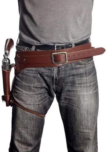 MDFCZXP PU Läder Gun Hölster, Revolver Hölster Hållare med Bälte Gunfighter Cowboy Lajv Cosplay Kostym Tillbehör,Brown