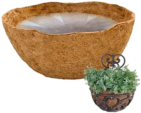 Mimoqk Fodera in noce di cocco, fodera in vaso di fiori in noce di cocco | Fodera in cocco naturale durevole per cesto di fiori, fioriera da parete e tappeto per vaso, rivestimento in cocco spesso e