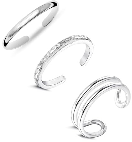 LeCalla 3-delat tåringsset i 925 sterlingsilver för kvinnor | öppen, justerbar tåring | minimalistisk sommar-/strand-fotdekoration, Sterlingsilver, Ingen ädelsten