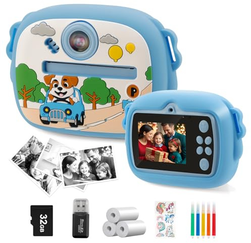 ACOHSY Instant Print Camera for Kids - 960P HD Selfie Front & Rear Camera, Creative Educational Toy with Photo Printing, Perfect Birthday for Boys & Girls Ages 3-12 (Blue)