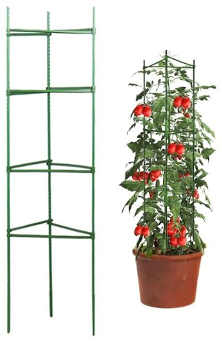 12 Stück Tomatenkäfig Set, Garten Pflanzenkäfig für Tomate, Verformbare Pflanzenstützen für Kletterpflanzen, Gemüse und Blumen, 11mm Stiel