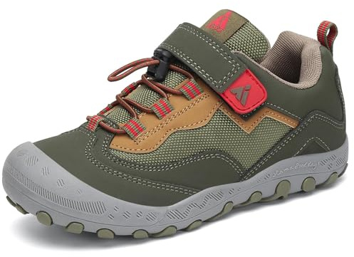 Mishansha Kids Hiking Shoes Girls Boys Toddler Outdoor Sneakers Anti-Collision Trail Running Shoe for Trekking Walking Climbing Green Size 5 Big Kid