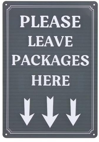 Please Leave Packages Here Sign, Grey Parcel Box Sticker Waterproof Parcel Stickers Tough Parcel Sign Durable Rust-Free for Post Box or Anywhere for Deliveries Outdoor