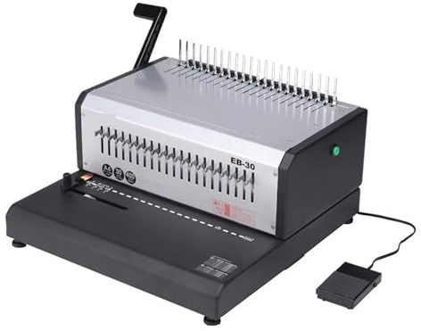 KOROBIE Bindemaschine, Elektrische Kammbindemaschine EB-30 A4-Stanzmaschine 21 Löcher Gummiringclips Dual-Use-Bindemaschine Für Projekte zu Hause oder im kleinen Büro