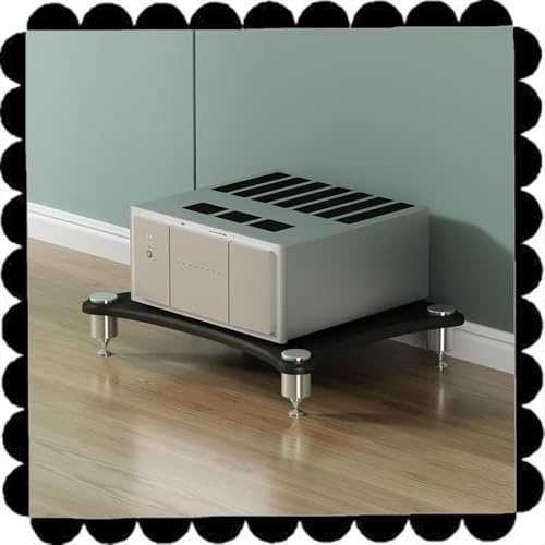 Rack HiFi a 1 livello per giradischi, console multimediale, mobiletto da pavimento, supporto AV con ripiano per componenti stereo, nero, altezza 10 cm, mobili audio eleganti