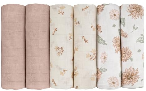 GLLQUEN Baby muslindukar för spädbarn, 70 cm x 70 cm, 6-pack spottdukar av bomull, absorberande och ventilerande och idealisk för rengöring, torka av och täcka nyfödda (solros)