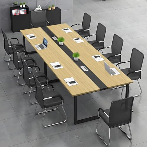 Grande Table de réunion – Bureau conférence pour 6 à 12 Personnes – Design Bois élégant – Installation Simple – Idéale pour Bureau, coworking, séminaires, écoles – (Chaises Non incluses)