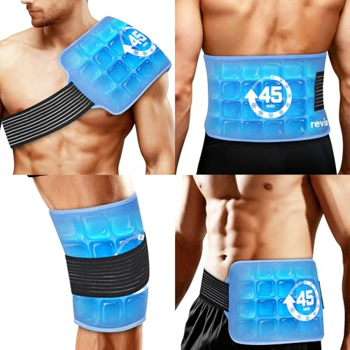 REVIX wiederverwendbare Kühlpacks, 45-Min Kaltanwendung, 16x9 | Flexibles Gel-Kühlpack für Schulter, Rücken, Knie Belastungen, mehrzweckiger flexibler Gel-Kühlpack für Knie, Schulter, Hüfte