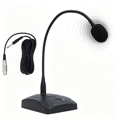 lvifloae Gooseneck Desktop Wired Microphone, 360 Degree Adjustable Noise Cancelling Wired Microphone with Xlr Interface, Used for Live Meetings, Voice Games, Karaoke