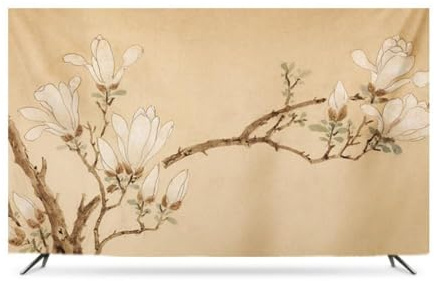HSTANGKY Copertura Antipolvere Per TV Da Interno Con Stampa Paesaggistica Tessuto Antipolvere E Protettivo Dai Raggi Solari Per Schermi Piatti/curvi-flower||40-43inch