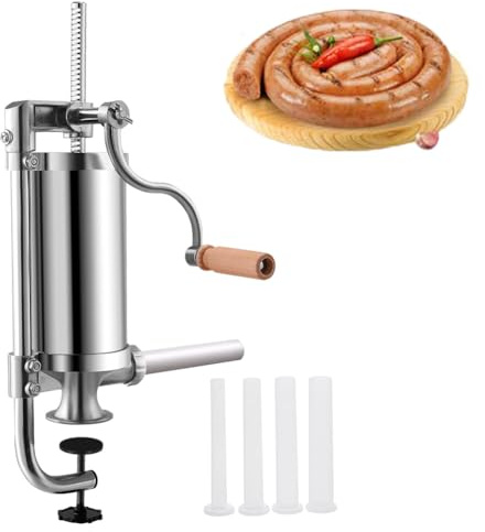 MAIMAILE Macchina per Salsicce Verticale Fatta in casa, Insaccatrice per Salsicce in Acciaio Inossidabile 3LS, Macchina per Salsicce di Carne in Alluminio da Cucina Orizzontale, Macchina per Salsicce