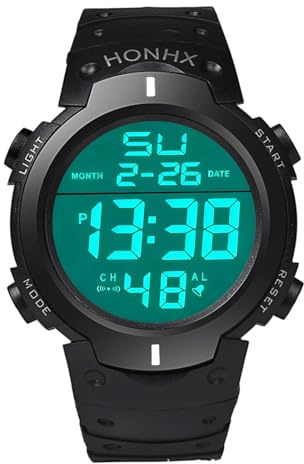 Digital Sport Watch Wrist Referee Waterproof Stopwatch New Year Soccer Game Timer Date Large Face with LED Backlight Luminous for Sports Training Running Outdoor Activities Climbing Black