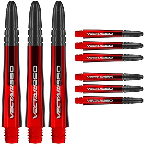 WINMAU Vecta Tiges de fléchettes en Polycarbonate - 1 Ensemble par Paquet (3 Fléchettes Tiges au Total) - Accessoires de fléchettes Professionnelles - Lame Rouge et noire360 Tiges intermédiaires