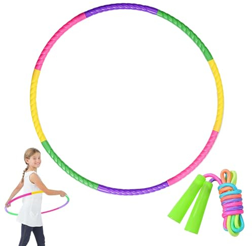 YUZHEDM Hula Hoop Aro para niños desmontable con 8 segmentos, ideal para gimnasia y danza, niños y niñas, para deportes al aire libre y juegos familiares, incluye cuerda de saltar