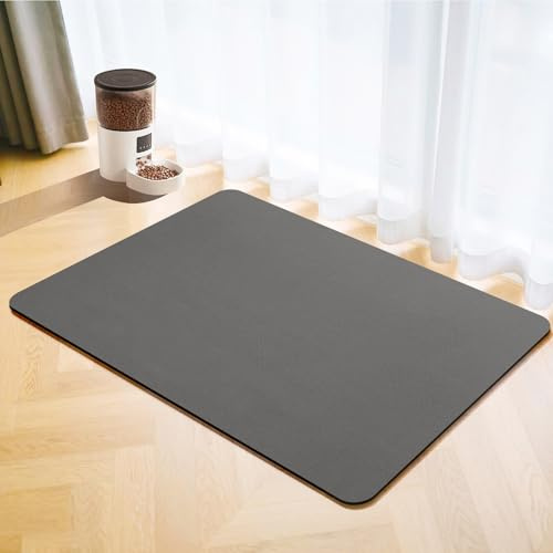 Napfunterlage Hund Katzen,Hundenapf-Unterlage rutschfest Hundenapf Matte,Schnelltrocknend Katzen Futtermatte,Saugfähig Futternapf Unterlage für Haustier Futter und Wassernäpfe (Dunkelgrau, 30x50cm)