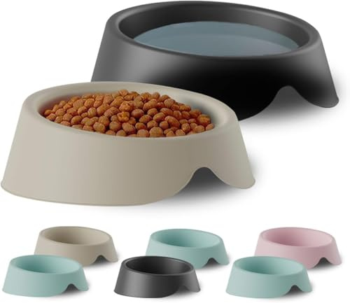 Comedero Perro y Gato - 2 Cuenco Comedero para Perros y Gatos Hechos en España con Materiales 100% Reciclados - Platos y Bebederos para Agua y Comida - 2 Uds x 1L CU (Ocre-Negro) Grande