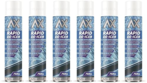 HitlineUK 6 x 750ml Deicer Spray for Windows Fridge Freezer, De-icer Deicer Fast Acting Melts Ice and Frost Quickly for Windows/Mirrors, Operates -15°c and Prevents Re-freezing Deicer