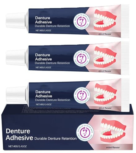 Crème adhésive thermoplastique pour dentiers Extra forte, tenue longue durée pour prothèses supérieures et inférieures, kit de réparation et rebasage, maintien sécurisé toute la journée (3Pièce)