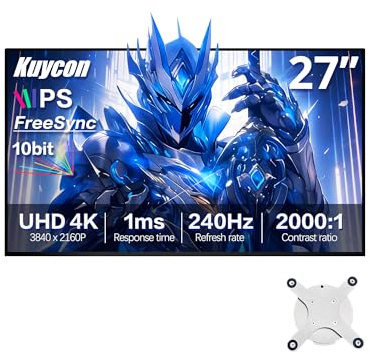 Moniteur de jeu 4K UHD de 27 pouces, Panneau noir Nano IPS 1ms GTG, Taux de rafraîchissement 240-480Hz, 99% sRGB/99% DCI-P3, PD USB-C de 100W,Montage VESA avec hub USB (Minimaliste - sans support)