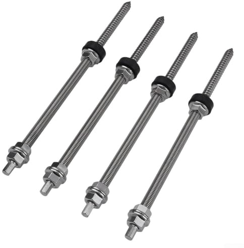Dolvitrny Bulloni esagonali M10 per montaggio solare e fissaggio del tetto fotovoltaico, per acciaio inossidabile A2 con guarnizione in EPDM e dadi dentati di bloccaggio (M10 x 250 mm, 4 pezzi)