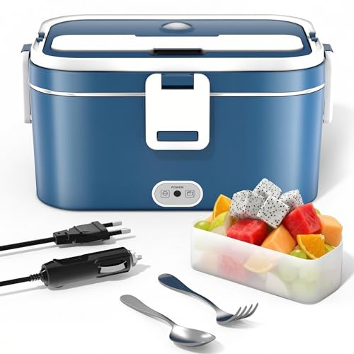 Elektrische Lunchbox 100W, 1,8L, 3-in-1, Großvolumen, leicht zu reinigen | 12V/24V/220V Anschluss, herausnehmbarer Edelstahleinsatz, tragbares Design, geeignet für Büro, Schule und Outdoor