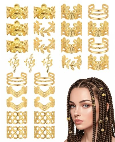 BTACGWP Cuentas Ajustables para Rastas, 60 Piezas Accesorios Pelo Metálicos Antideslizantes para Dreadlocks, Joyas para el Cabello Seguro para Festival