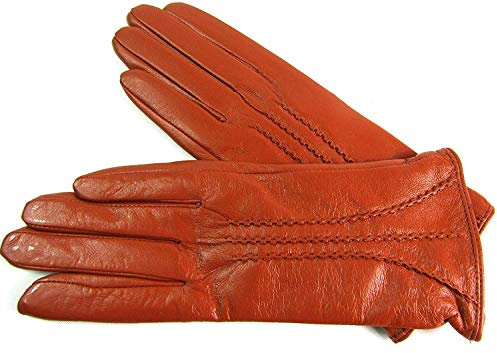 Damen Premium Quality Super Weich Leder Handschuhe Pelzfutter Streifen Detail Slim Fit
