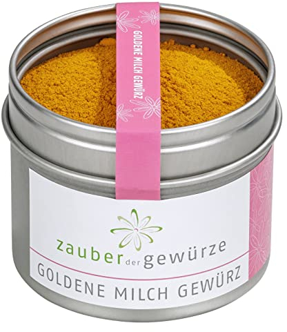 Zauber der Gewürze Goldene Milch Gewürz, Pulver | Golden Milk | Kurkuma Latte - Gewürzmischung mit einem Hauch echter Bourbon Vanille, ohne Zuckerzusatz, 55g