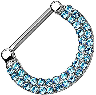 Piersando Piercing Ring Intimpiercing Clicker mit Doppel Kristallen