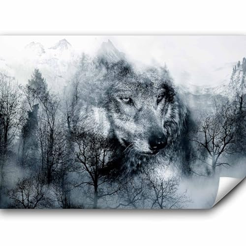 murando - Fototapete Vlies Wolf, 200x140 cm, Schlafzimmer, Wohnzimmer | Full HD Druck, 3D-Effekt, lichtbeständige Farben, ideal fürs Wohn- oder Schlafzimmer, schnelle Montage, lichtbeständig, edel