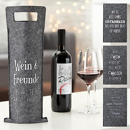 itsisa Filz Geschenktüte für Wein, 4er Set Flaschentüte - Flaschen Geschenktasche, Wein verschenken