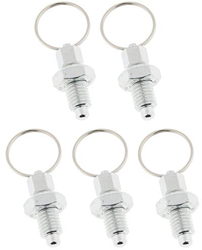 POFET 5pcs Stainless Steel Non Lock-Out Indexing Plunger with Pull Ring M10,Stainless Steel Non Lock-Out Type Stubby Hand Retractable Spring Plunger with Pull Ring