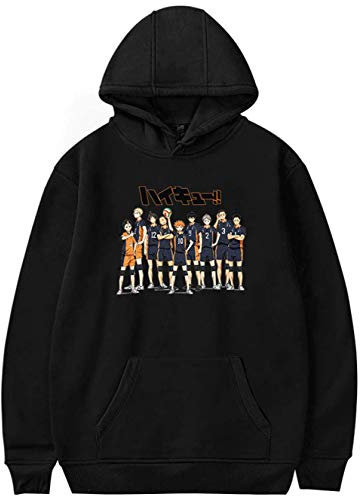 YIMIAO Herren Damen Japanese Anime Volleyball Junior Hoodie Unisex Kapuzenpullover Casual Haikyuu Sweatshirt Pullover Streetswear(XS)
