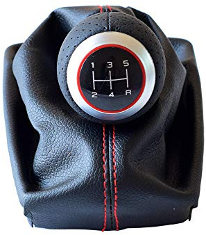 5R Gang Schaltknauf Leder Staub Kofferraum Abdeckung für Audi A4 B6 A6 C5 | für Seat Exeo 2011 , für Seat Leon 2000 (Mattes Silber, 5R Gang)