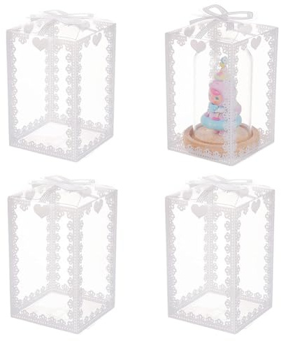 BENECREAT 24 st rektangulära dragélådor i PVC transparent med rosettmönster 14 x 9 x 9 cm