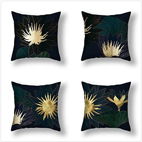 Tinnoon Kissenbezug 40x40cm 4er SetBoho Wohnzimmer Outdoor Deko, Schlafzimmer Zimmer Dekor Kissenhülle Kissenbezüge mit Verstecktem Reißverschluss, Couchkissen, Sofakissen Weinachten Goldene Blume