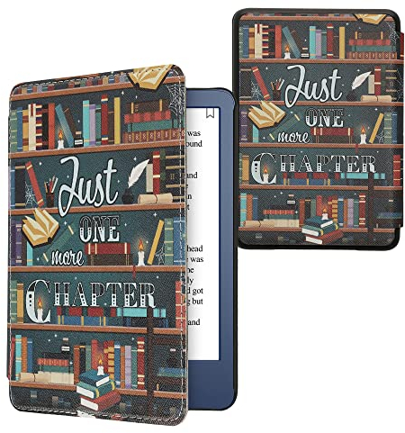 kwmobile Klapphülle kompatibel mit Amazon Kindle (2022/2024) Hülle - eReader Case - Bibliothek Motto Mehrfarbig