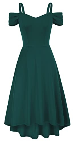 GRACE KARIN Women Elegant Evening Cold Shoulder Dresses Swing Wedding Guest Dress Special Ocassion Dark Green L