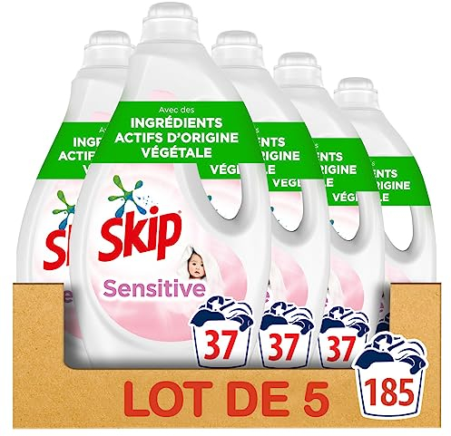 Skip Lessive Liquide Sensitive Peaux Sensibles & Bébés 5 x 37 Lavages