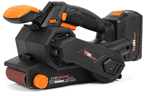 WEN 20418 Cordless Belt Sander 20V Max Variable Speed Portable Portable with 4.0Ah Battery and Charger
