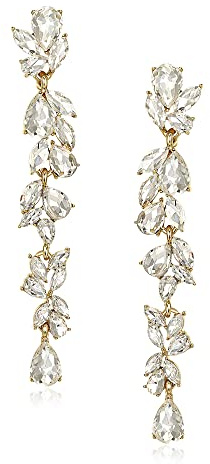 EVER FAITH Strass Kristall Kronleuchter baumeln Ohrringe Art Deco Marquise Teardrop lange baumeln Tropfen Ohrringe für Damen Braut Hochzeit Prom Klar Silber-Ton