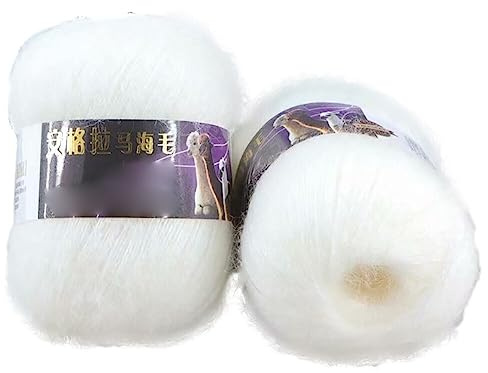 2 x 42g Strickgarn Weiche Mohair Strick Angora Wolle Garn Flauschig Mohair Garn zum Häkeln Basteln hautfreundliches Mohair Wollgarn zum Selbermachen Handstricken Neugeborene Kleidung Hüte Socken Schal