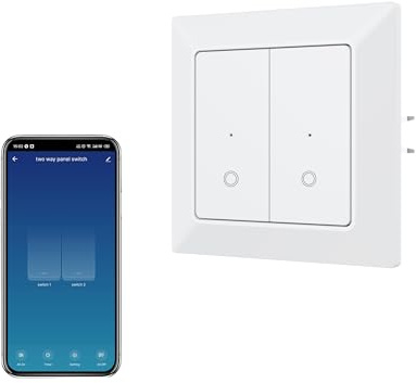 Ucomen 2 Gang Wlan Wandschalter, Smart press light Switch,Smart Life App,kompatibel mit Alexa und Google Home, 2,4 GHz, 1 pack