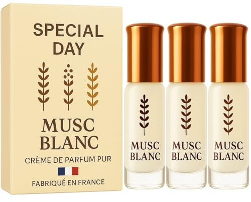 Lot de 3 Musc Tahara Blanc 3ml - Crème de Parfum Femme Non Diluée | Musc Intime Femme | Parfum Pheromone Naturel | Déodorant Intime Longue Tenue (3x3ml, original)