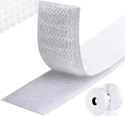 homenatur Klettband Selbstklebend Extra Stark - 50mm x 5m Weiss - Klettverschluss Selbstklebend - Klettband zum Nähen - Belcro Tape Beidseitig - Klettpunkte Selbstklebend