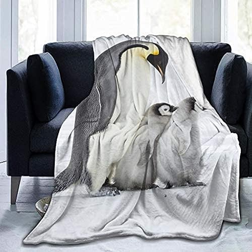 okoikfc Kuscheldecke Flauschig 220x240 cm 3D Süßer Pinguin Decke Fleecedecke - Wohndecke, Sofadecke XXL, Decke Couch Blanket, Kuscheldecke Große, Sofa überwurfdecke