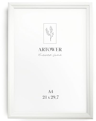 Artower® Bilderrahmen Vintage Weiß Holz Rahmen für DIN A4 21 x 29,7 cm | Posterrahmen Groß für Collage | Picture Frame Vintage White Wood 21x30 cm | Retro Schmal Bilderrahmen | Weiß Poster Rahmen