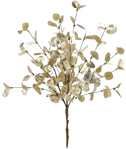 Künstlicher Eukalyptus Eukalyptusbusch Dollarblatt Pflanzen Dekoration Hochzeitsdeko Zweig Blumen Floristik Weihnachtsdeko Busch Kunstblume Kränze Adventskränze Deko für Girlande Kranz Gold